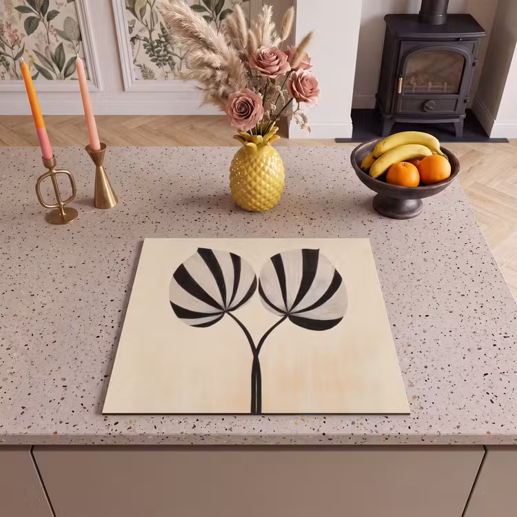 Inductie beschermer - Bladeren - Gestreept - Stengel - Beige — 3