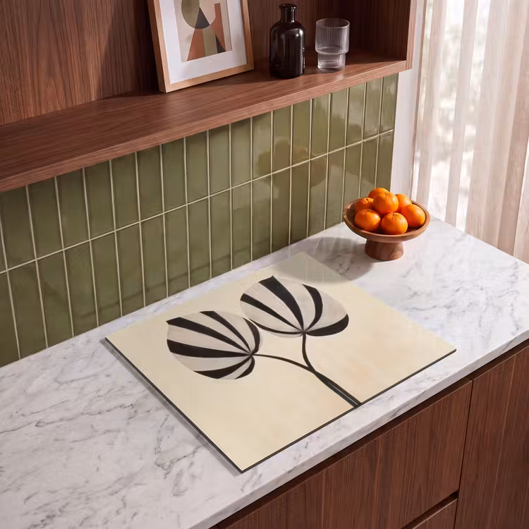 Inductie beschermer - Bladeren - Gestreept - Stengel - Beige — 4