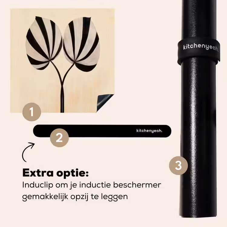 Inductie beschermer - Bladeren - Gestreept - Stengel - Beige — 8