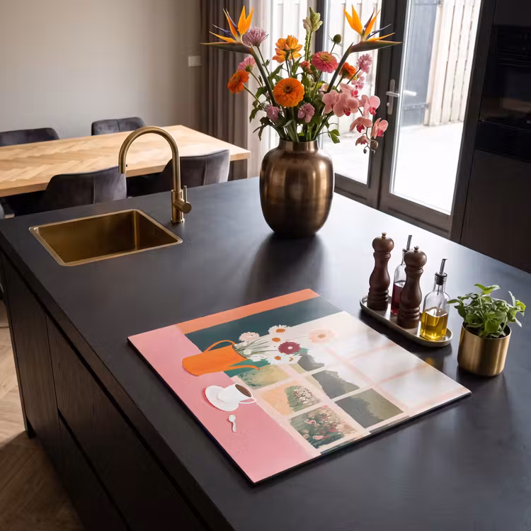 Inductie beschermer - Bloemen - Koffie - Raam — 2