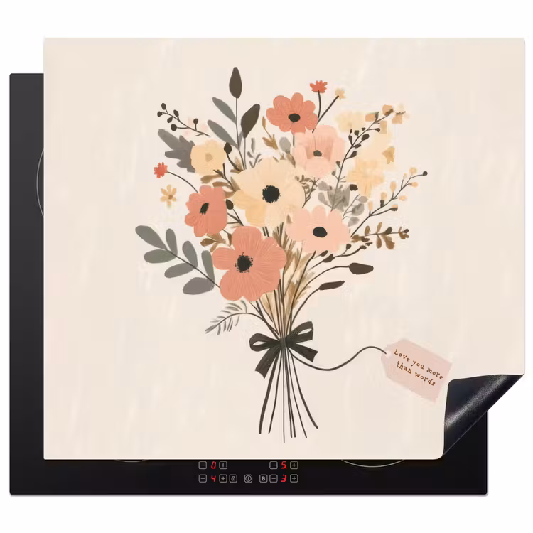 Inductie beschermer - Bloemen - Quote - Beige - Lint — 1
