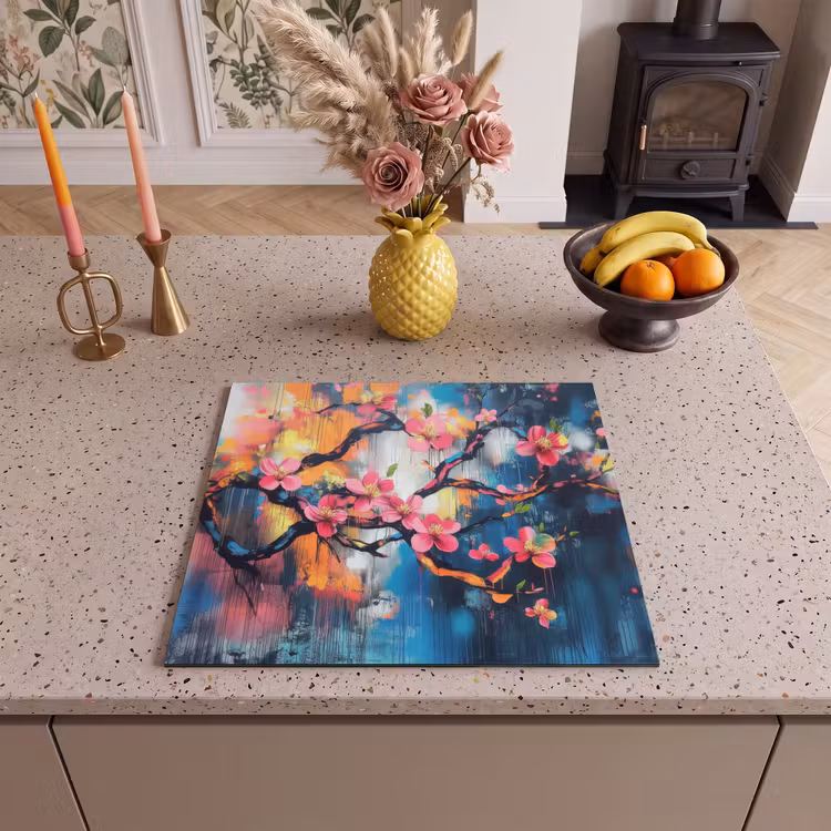 Inductie beschermer - Bloemen - Tak - Artistiek - Roze — 3