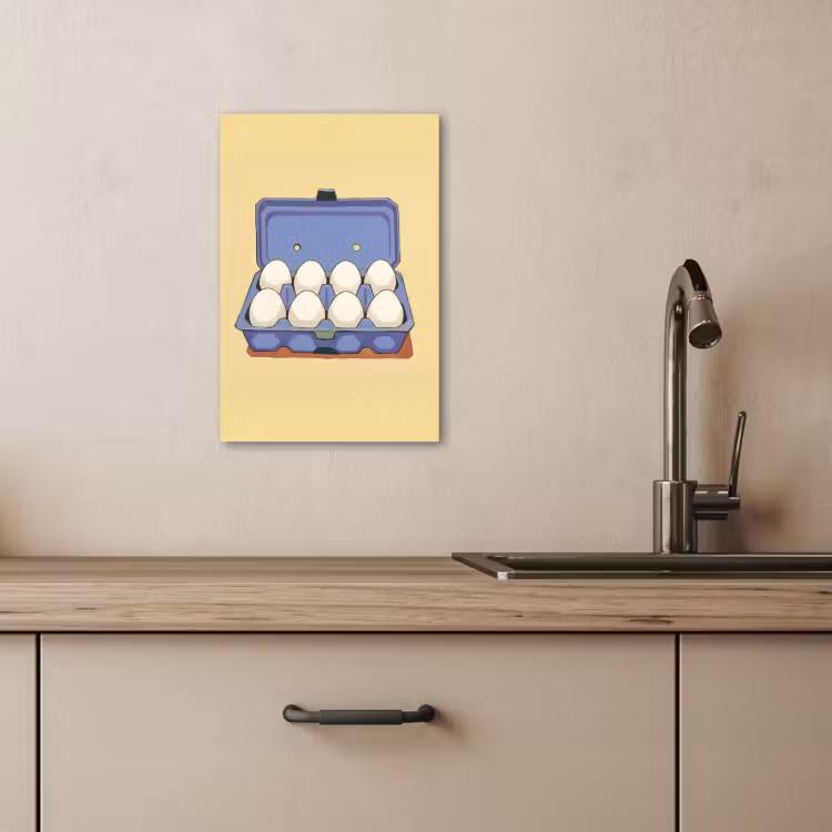 Canvas schilderij - Eieren - Doos - Minimalistisch - Blauw — 3