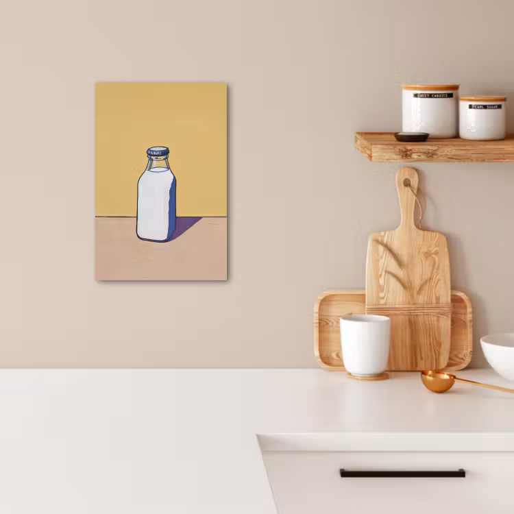 Canvas schilderij - Glazen - Fles - Illustratie - Melk — 3