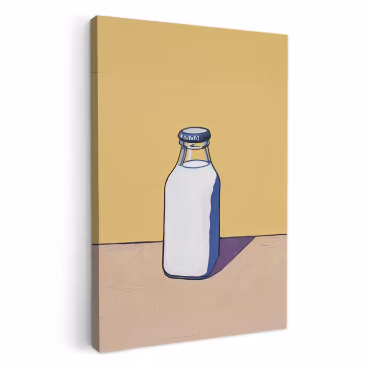 Canvas schilderij - Glazen - Fles - Illustratie - Melk — 5