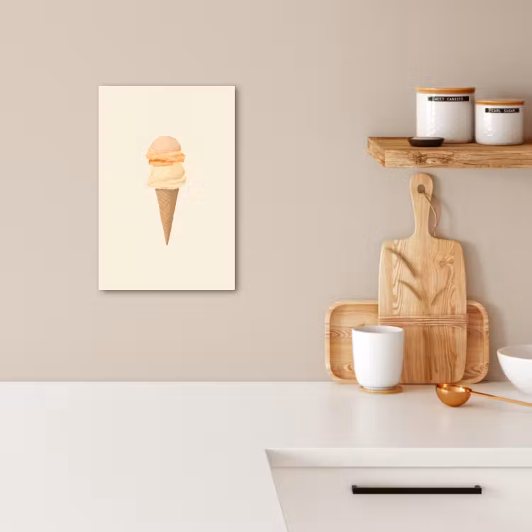 Canvas schilderij - Minimalistisch - Schepijs - Hoorntje - Beige — 5