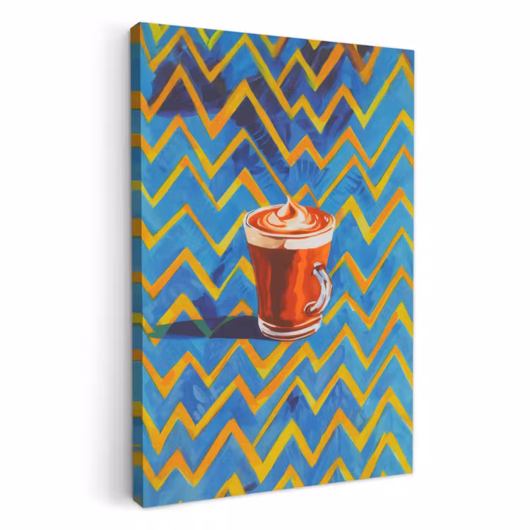 Canvas schilderij - Mok - Koffie - Zigzag - Slagroom — 2