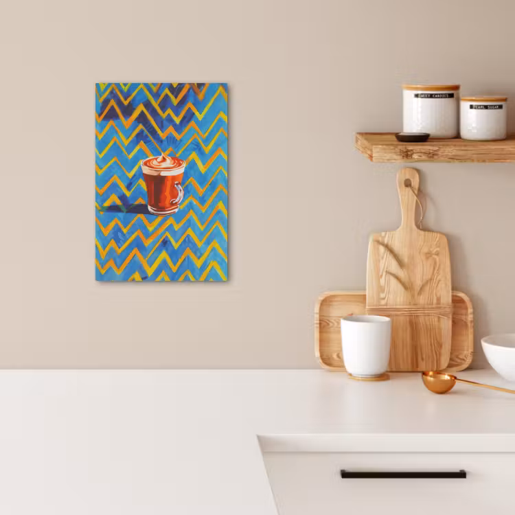 Canvas schilderij - Mok - Koffie - Zigzag - Slagroom — 3
