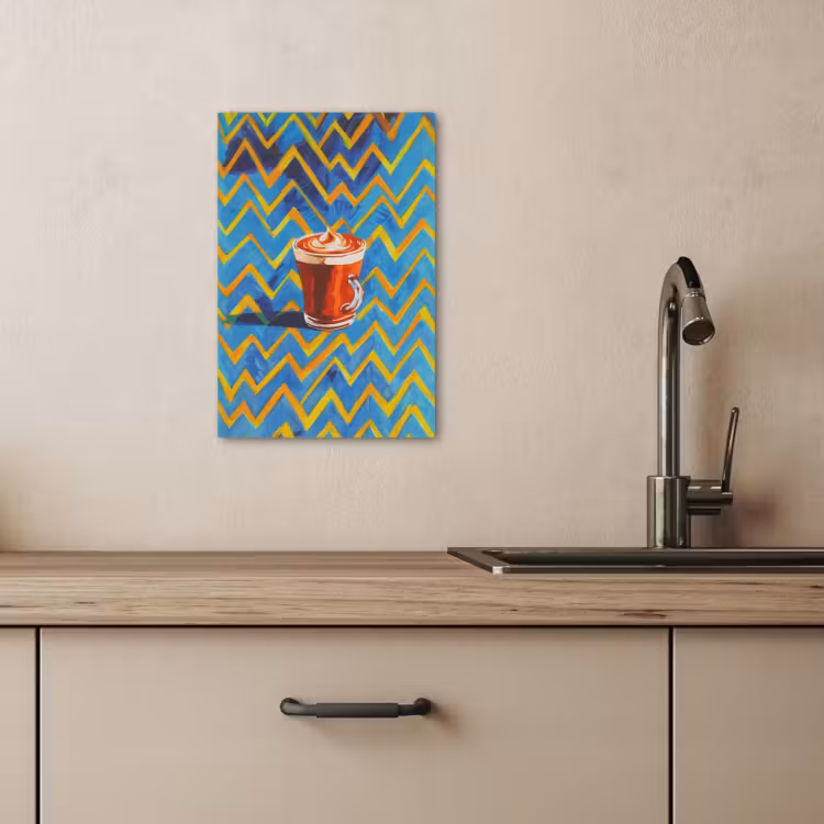 Canvas schilderij - Mok - Koffie - Zigzag - Slagroom — 4