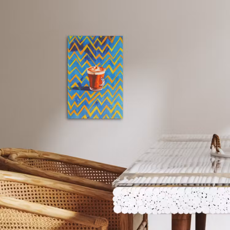 Canvas schilderij - Mok - Koffie - Zigzag - Slagroom — 5