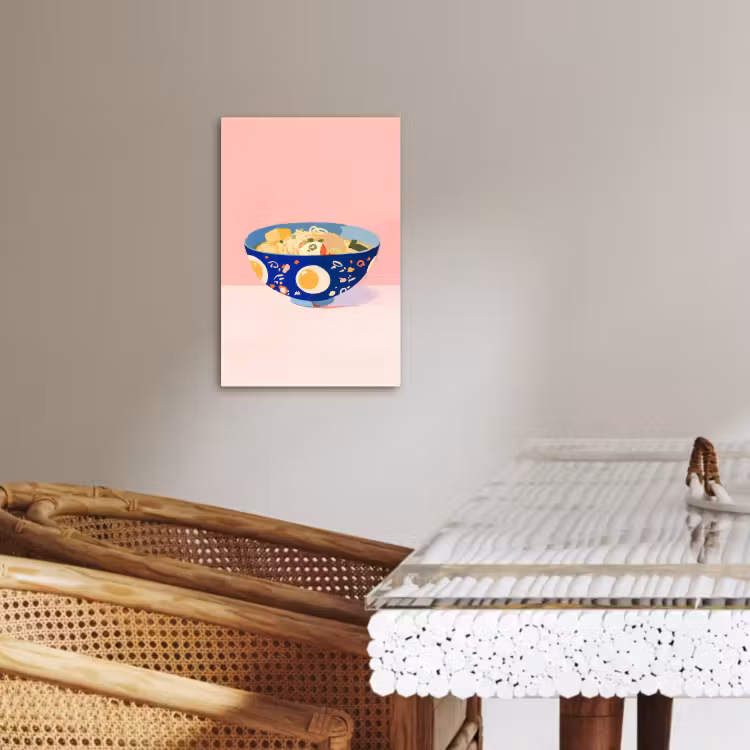 Canvas schilderij - Noodles - Kom - Blauw - Illustratie — 5