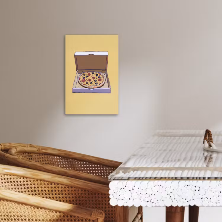 Canvas schilderij - Pizza - Doos - Salami - Illustratie — 3