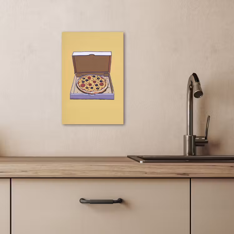 Canvas schilderij - Pizza - Doos - Salami - Illustratie — 4