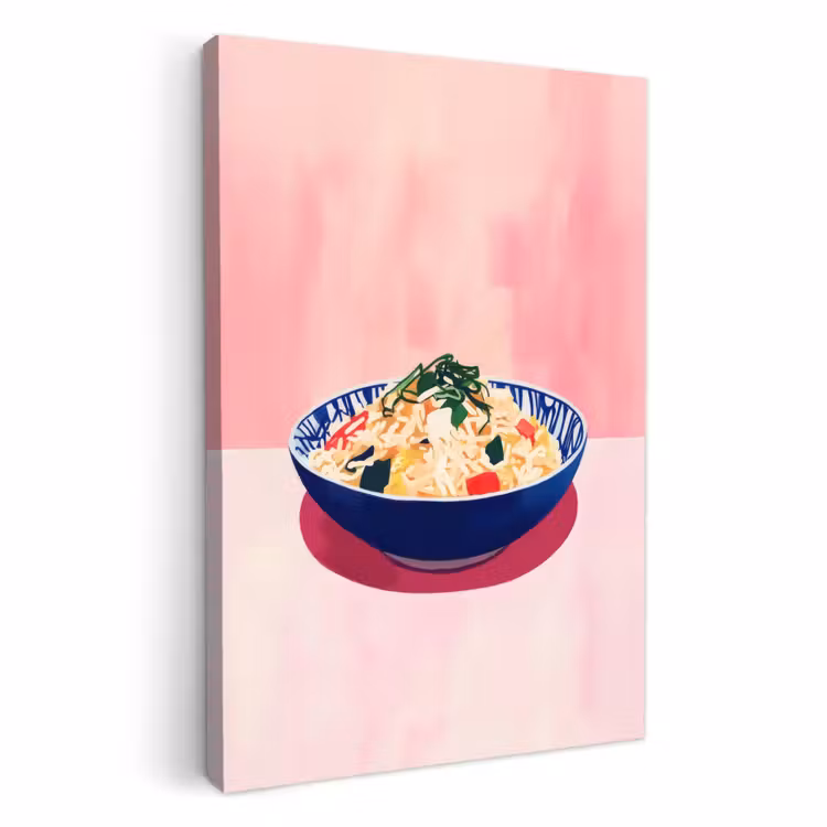 Canvas schilderij - Rijst - Illustratie - Kom - Groente — 2
