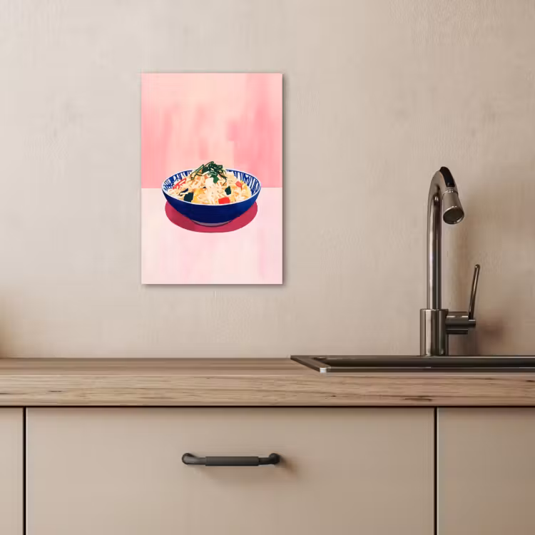 Canvas schilderij - Rijst - Illustratie - Kom - Groente — 3