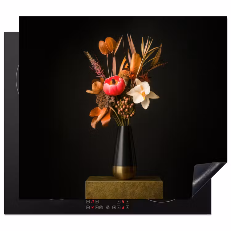 Inductie beschermer - Boeket - Oranje - Gouden - vaas — 1