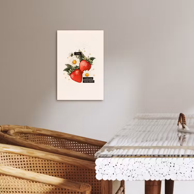 Canvas schilderij - Aardbeien - Madeliefjes - Quote - Sterretjes — 4