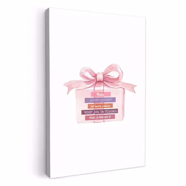 Canvas schilderij - Cadeau - Strik - Tekst - Roze — 3