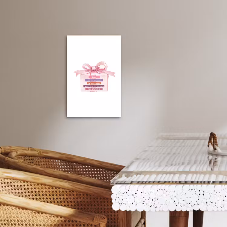 Canvas schilderij - Cadeau - Strik - Tekst - Roze — 5