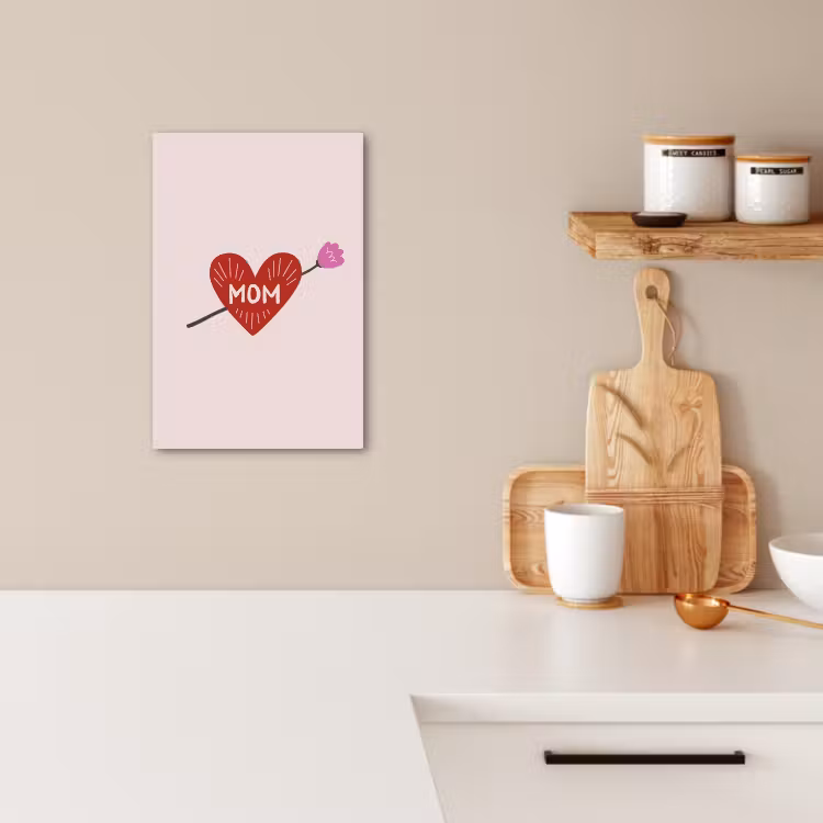 Canvas schilderij - Hart - Rood - Bloem - Moeder — 4