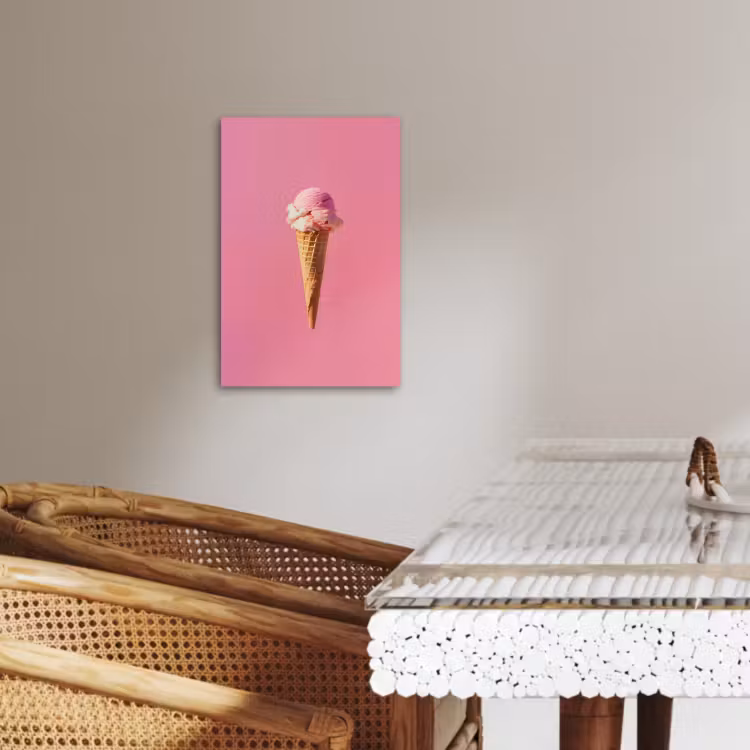 Canvas schilderij - Hoorntje - Schepijs - Roze — 3