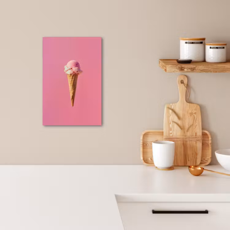 Canvas schilderij - Hoorntje - Schepijs - Roze — 5