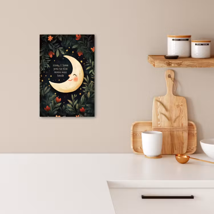 Canvas schilderij - Maan - Quote - Bloemen - Sterren — 3