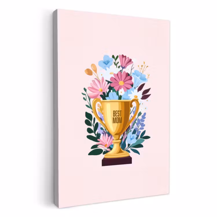 Canvas schilderij - Trofee - Best Mom - Bloemen - Kleurrijk — 2