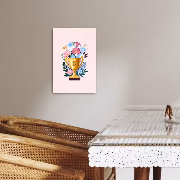 Canvas schilderij - Trofee - Best Mom - Bloemen - Kleurrijk — 4