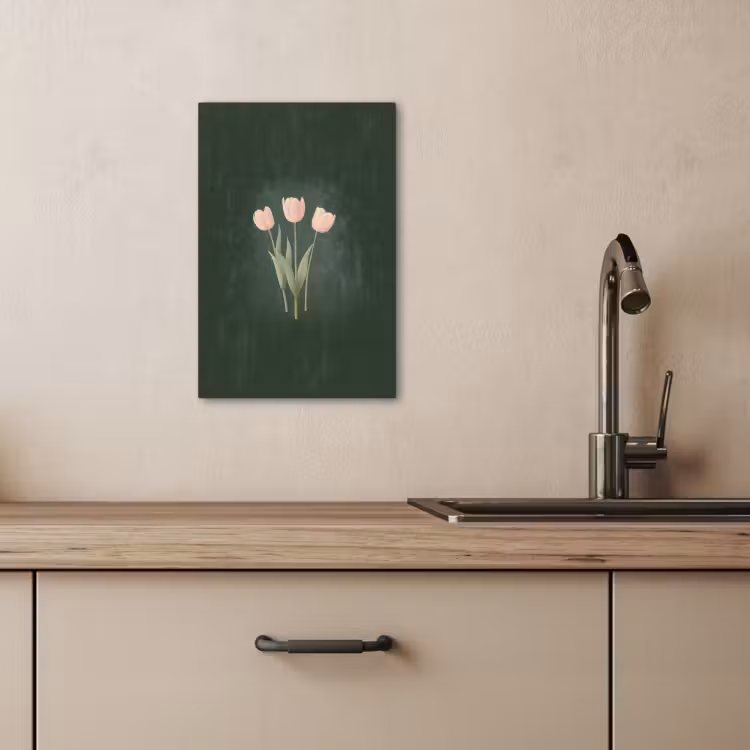 Canvas schilderij - Tulpen - Liefde - Donkergroen — 1