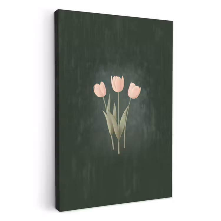 Canvas schilderij - Tulpen - Liefde - Donkergroen — 3