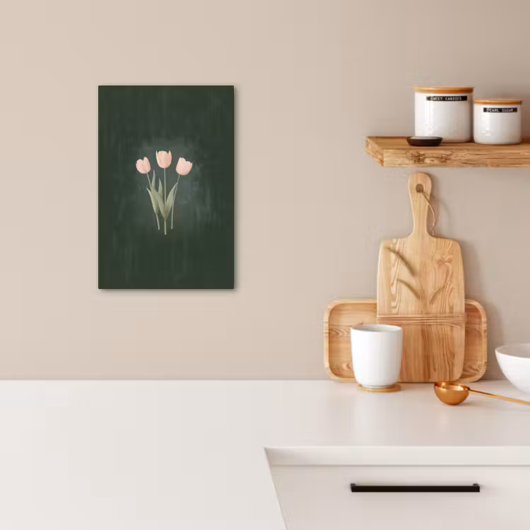 Canvas schilderij - Tulpen - Liefde - Donkergroen — 4