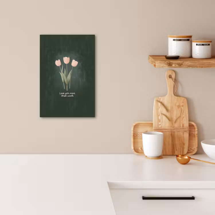 Canvas schilderij - Tulpen - Roze - Tekst - Love — 4