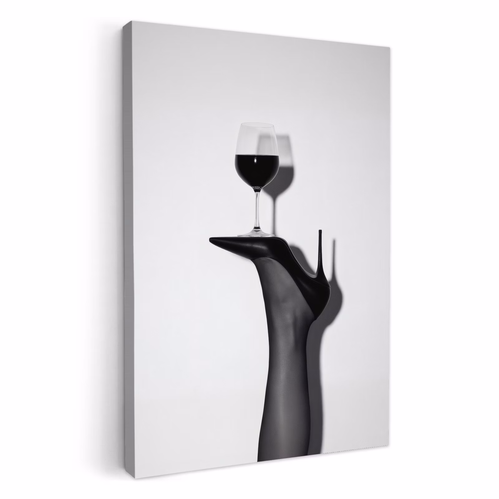 Canvas schilderij - Hak - Wijn - Minimalistisch - Zwart — 1