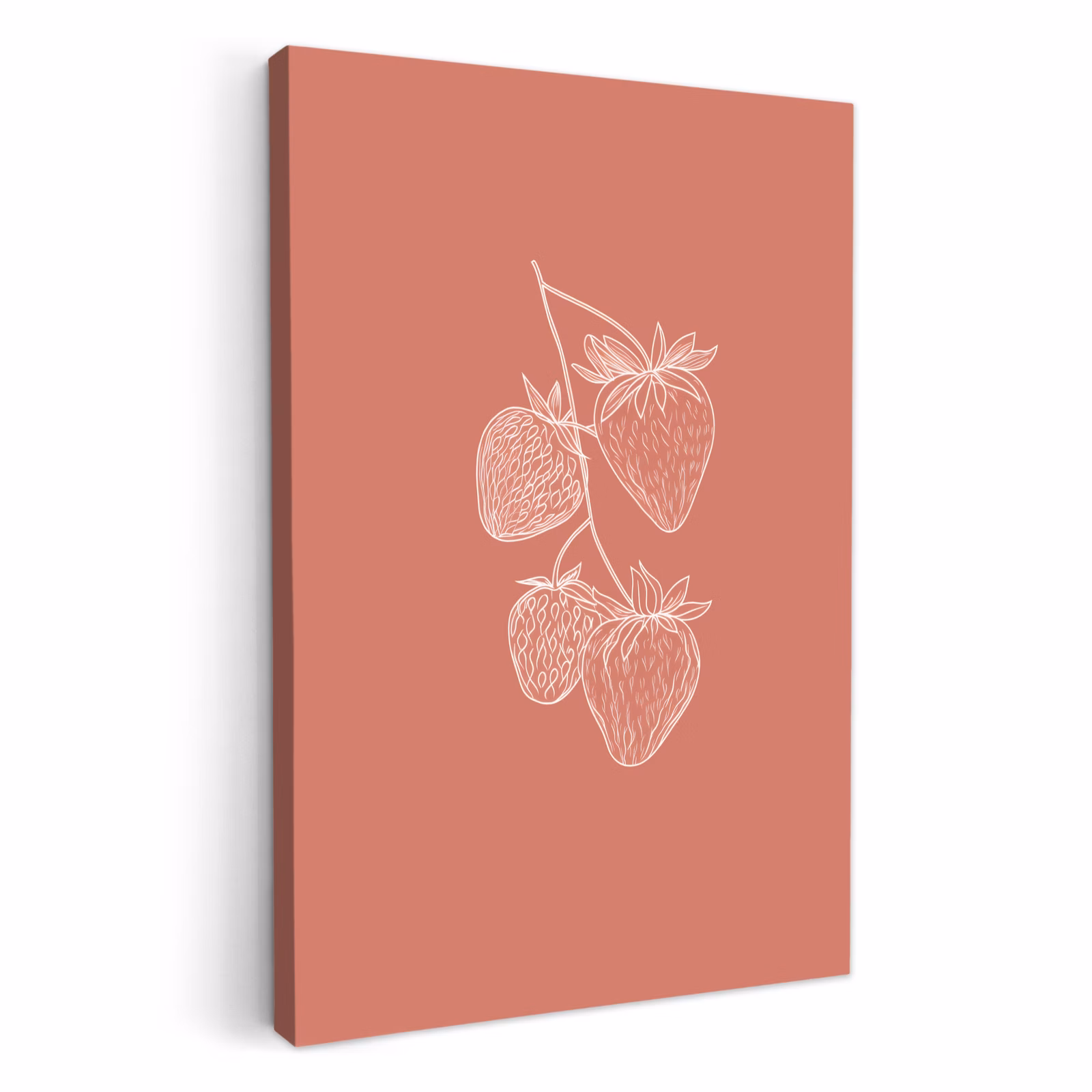 Canvas schilderij - Minimalistisch - Illustratie - Aardbei - Tak — 1