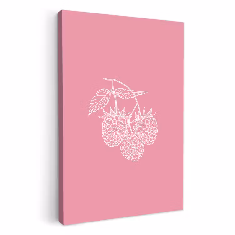 Canvas schilderij - Frambozen - Steel - Getekend - Roze — 2