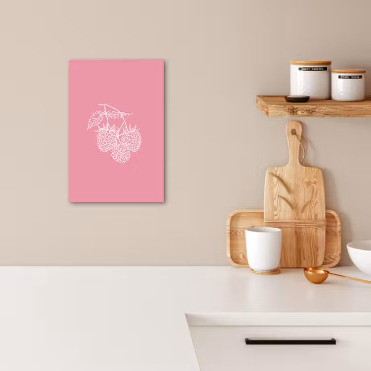 Canvas schilderij - Frambozen - Steel - Getekend - Roze — 4