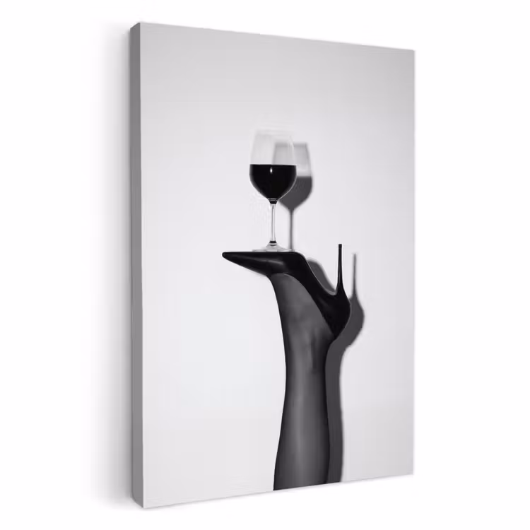 Canvas schilderij - Hak - Wijn - Minimalistisch - Zwart — 1