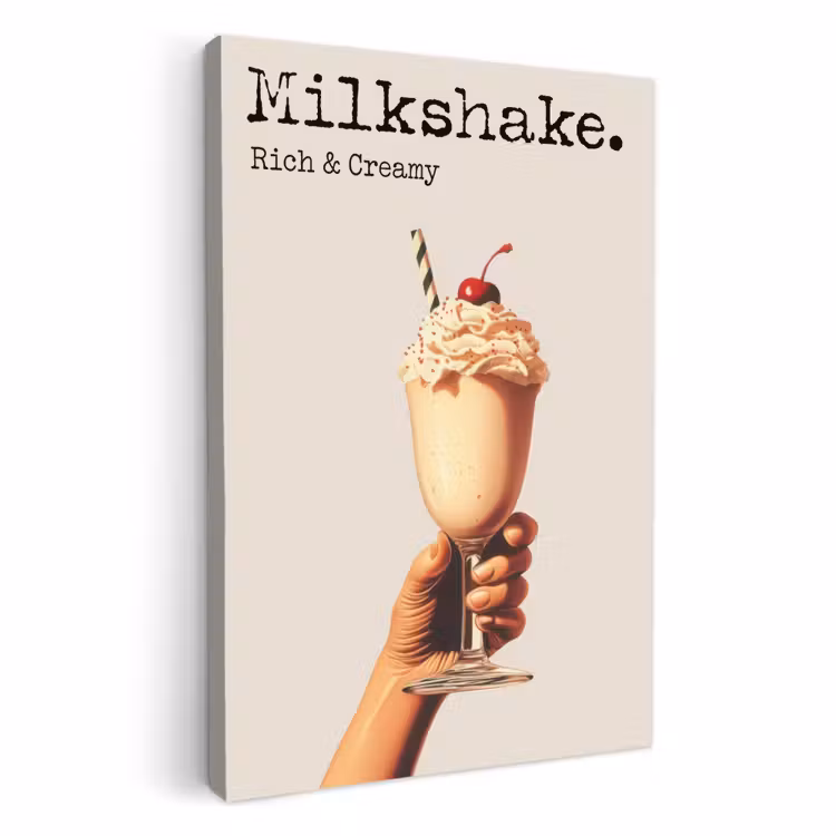 Canvas schilderij - Milkshake - Kers - Rietje — 2