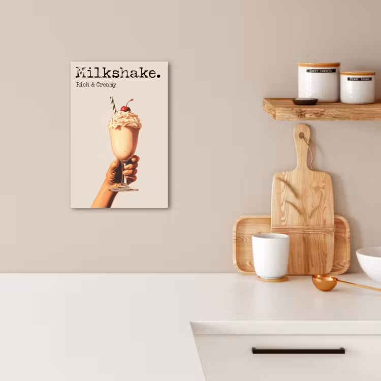 Canvas schilderij - Milkshake - Kers - Rietje — 4
