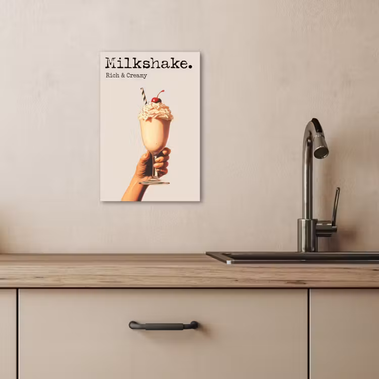 Canvas schilderij - Milkshake - Kers - Rietje — 5
