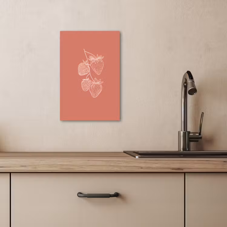 Canvas schilderij - Minimalistisch - Illustratie - Aardbei - Tak — 2