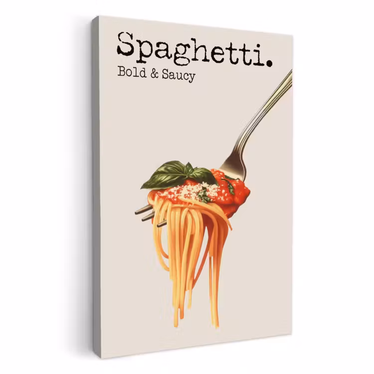 Canvas schilderij - Spaghetti - tomatensaus - Parmezaanse kaas — 2