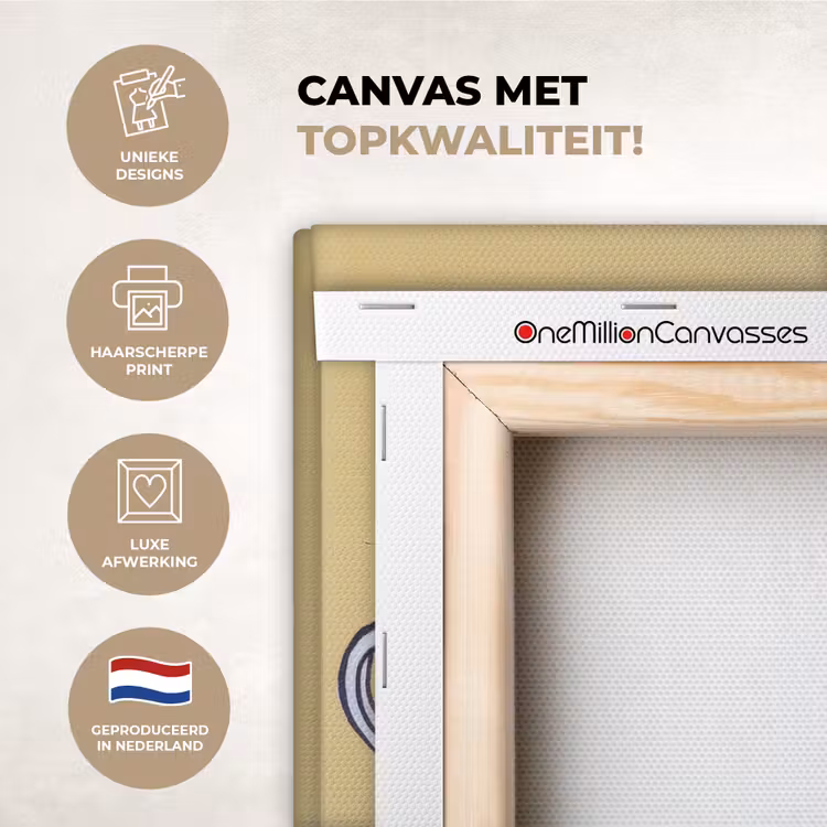 Canvas schilderij - Theepot - Kopje - Beige - Illustratie — 1