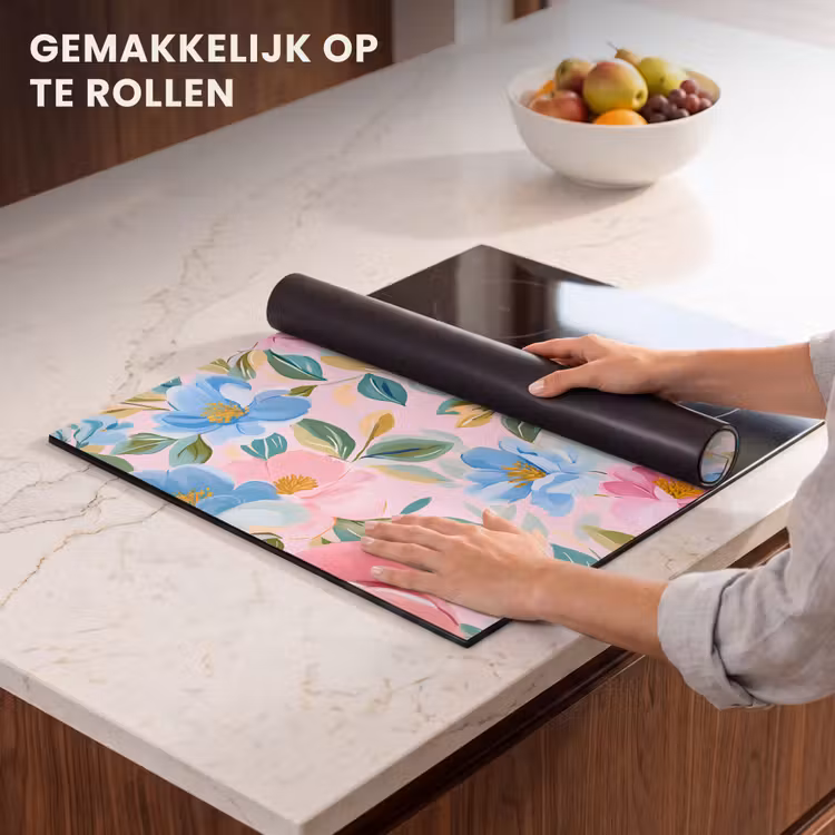 Inductie beschermer - Blauw - Roze - Bloemen — 7