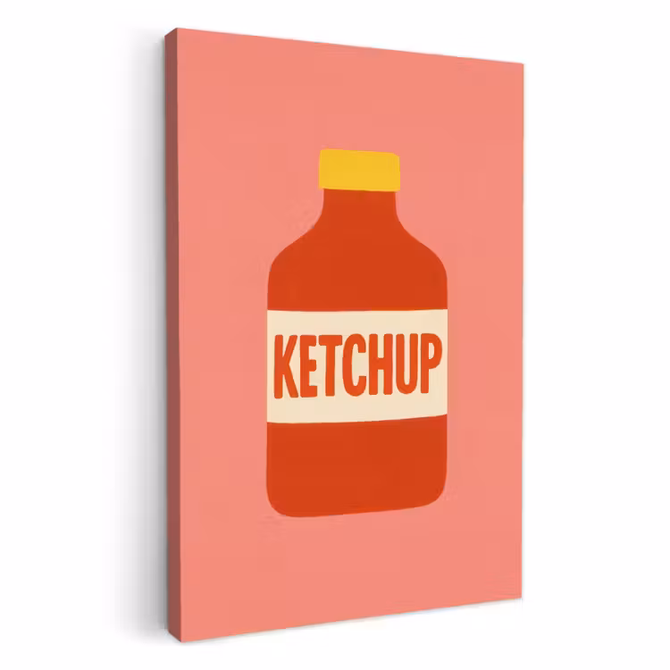 Canvas schilderij - Ketchup - Fles - Rood - Minimalistisch — 2