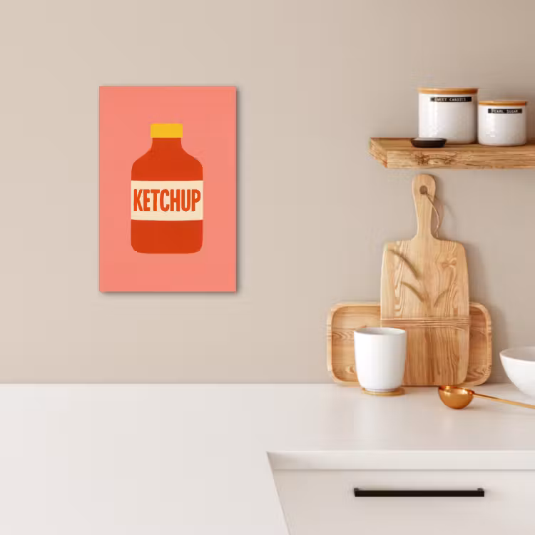 Canvas schilderij - Ketchup - Fles - Rood - Minimalistisch — 4
