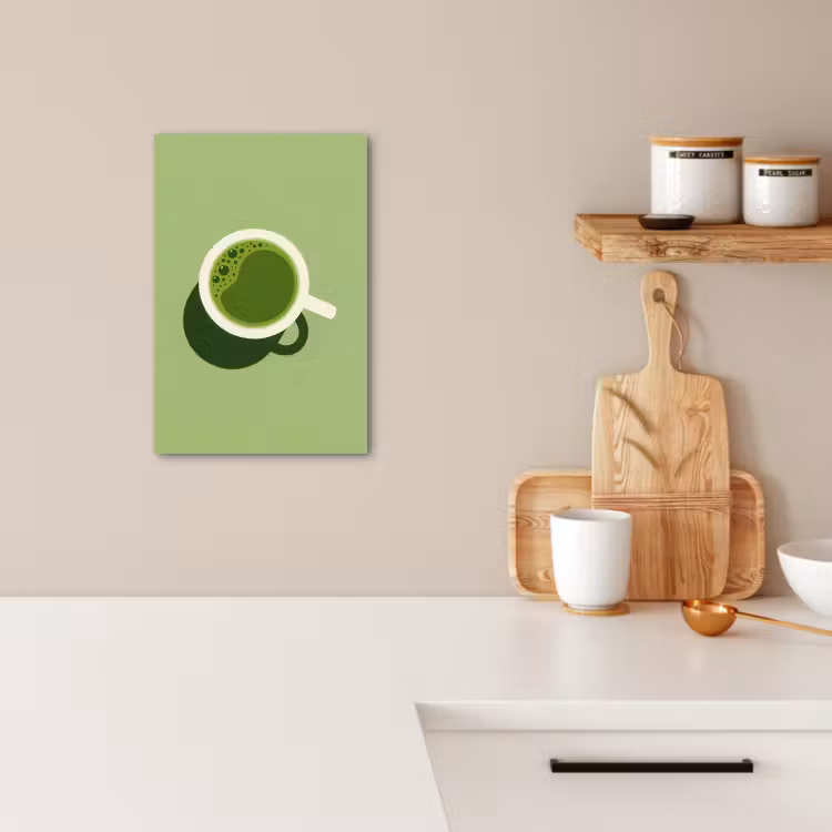 Canvas schilderij - Minimalistisch - Kopjes - Matcha -Groen — 1