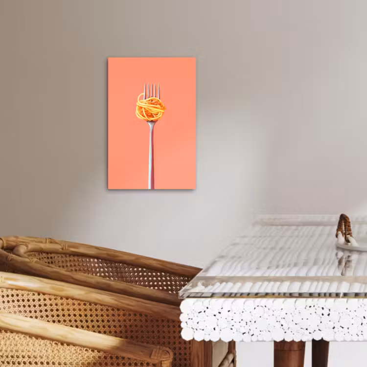 Canvas schilderij - Vork - Spaghetti - Artistiek - Roze — 5