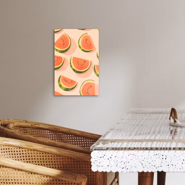 Canvas schilderij - Watermeloen - Schijfjes - Pitten - Rood — 5